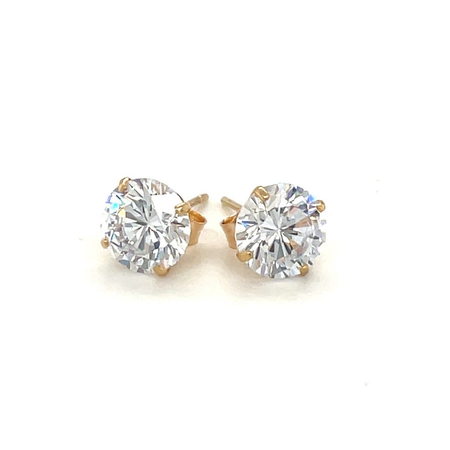 Ohrstecker aus 14k Gelbgold mit facettierten Zirkonia in Weiß (7mm)