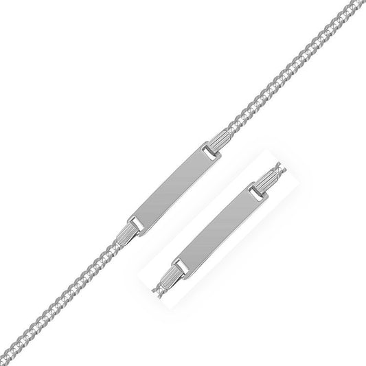 14k Weißgold Panzerkettenarmband poliert Kinder-ID-Armband (3,00 mm)