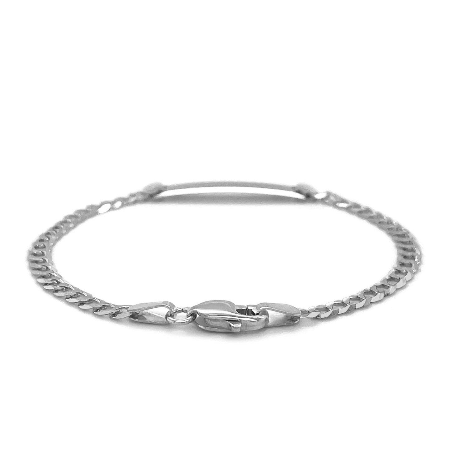 Bracelet d'identité pour enfants en or blanc 14 carats, chaîne à maillons gourmette polie