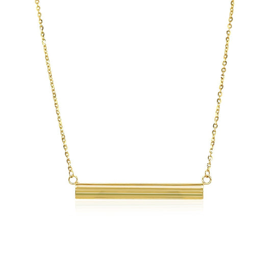 14k Gelbgold-Halskette mit einem glänzenden, flachen Stab-Anhänger