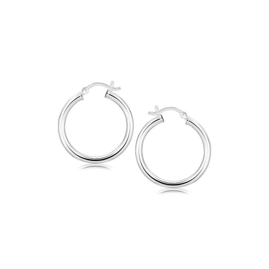 Ohrringe aus Sterlingsilber, rhodiniert, poliert (25mm)
