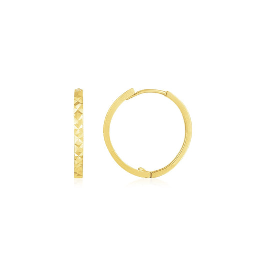 14 Karat Gelbgold Diamantgeschliffene Textur-Creolen