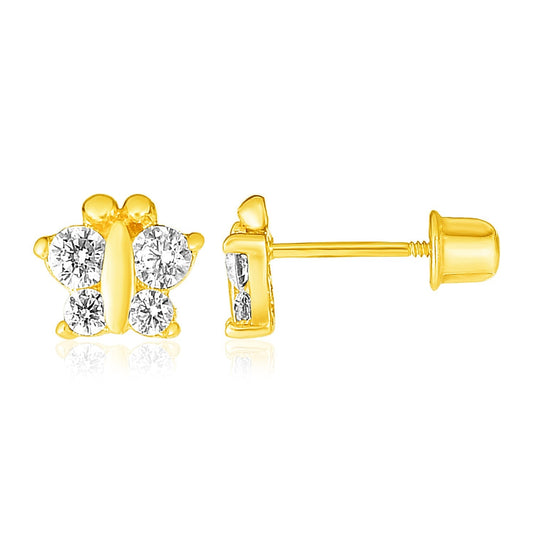 14k Gelbgold Schmetterling Kinderohrringe