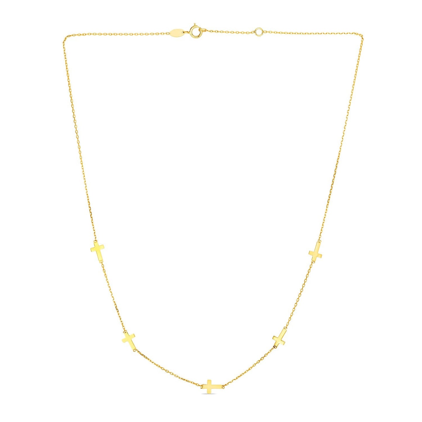 14-karätige Gelbgoldkette mit Kreuz-Anhängern