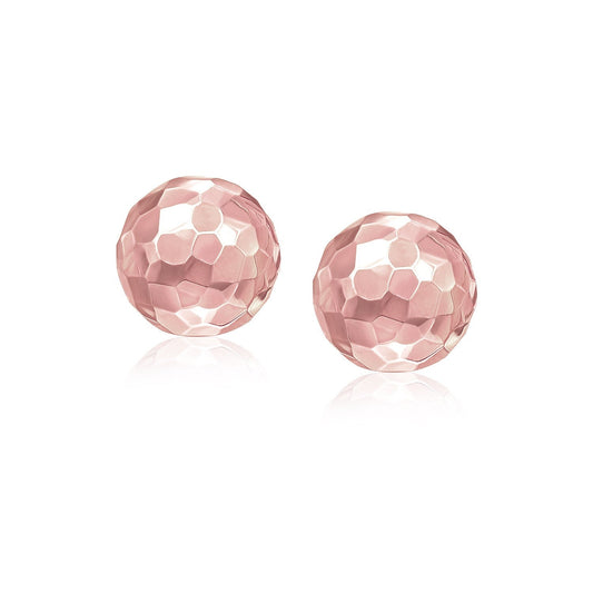Boucles d'oreilles clous en or rose 14 carats, rondes et facettées (7 mm)