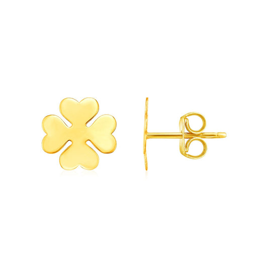 Vierblättrige Kleeblatt-Ohrringe aus 14K Gelbgold (10mm)