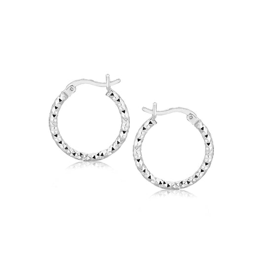Kreolen aus Sterlingsilber mit Facettenschliff und Rhodiumbeschichtung (2x15mm)