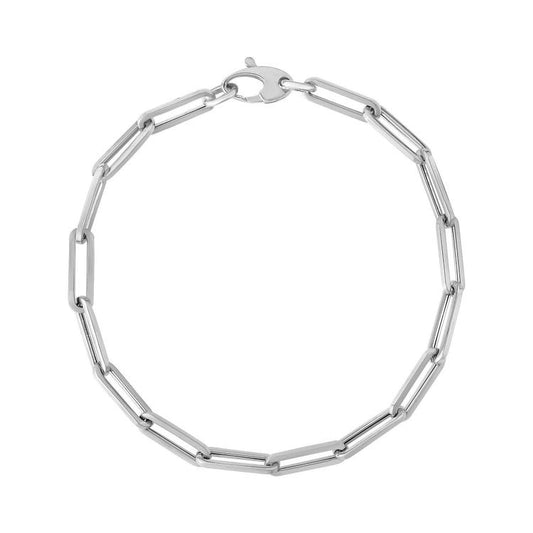 Bracelet chaîne trombone audacieux en or blanc 14 carats