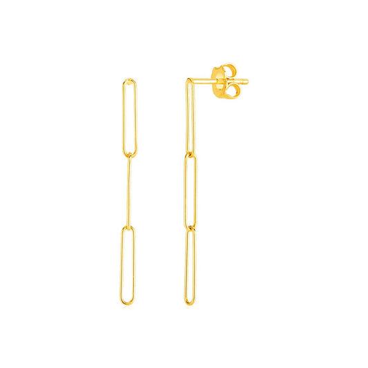 Ohrhänger aus 14k Gelbgold mit Büroklammerketten-Design