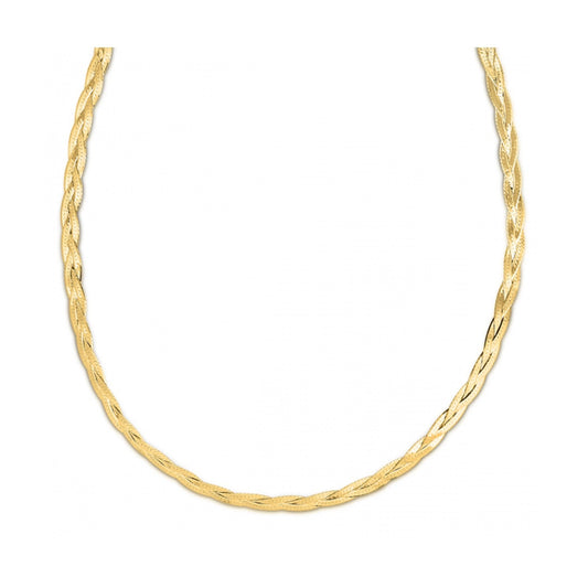 14 Karat Gelbgold Geflochtene Fischgrätkette (3,20 mm)