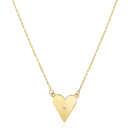 Collier Cœur allongé en or jaune 14 carats, finition polie