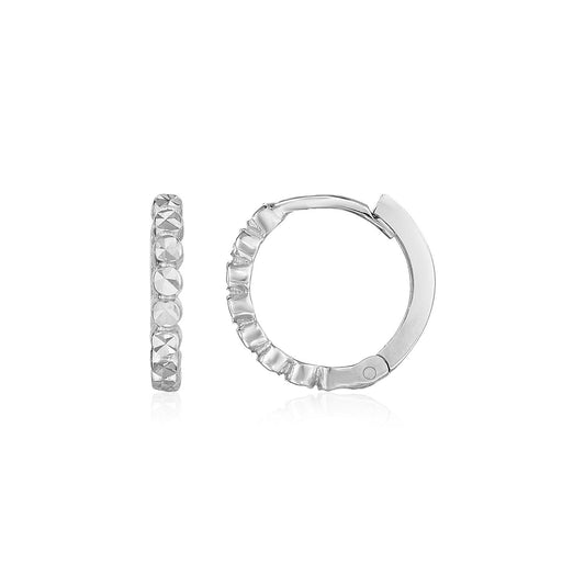 Boucles d'oreilles créoles rondes texturées en or blanc 14 carats