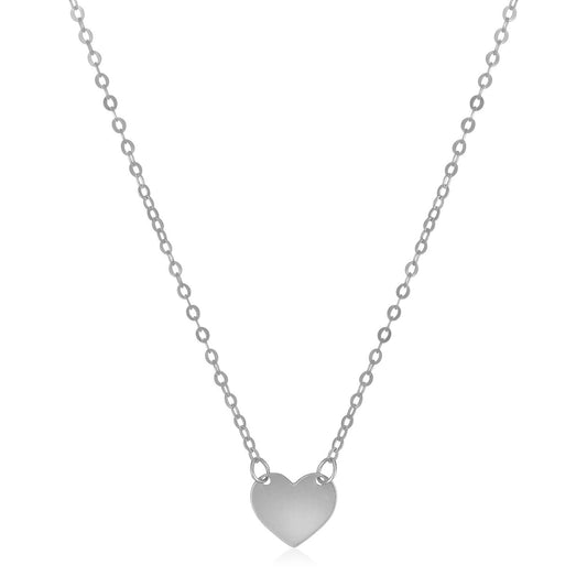 Collier mini-cœur poli en or blanc 14 carats