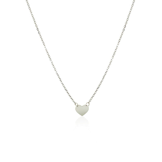 14k Weißgold polierte Mini-Herz-Halskette