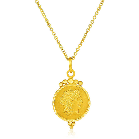 14 Karat Gelbgold mit rundem römischen Münzanhänger