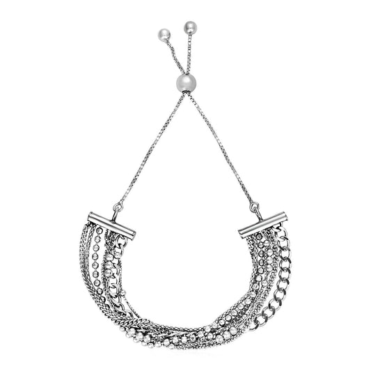 Verstellbares Mehrkettenarmband aus Sterlingsilber (15,00 mm)
