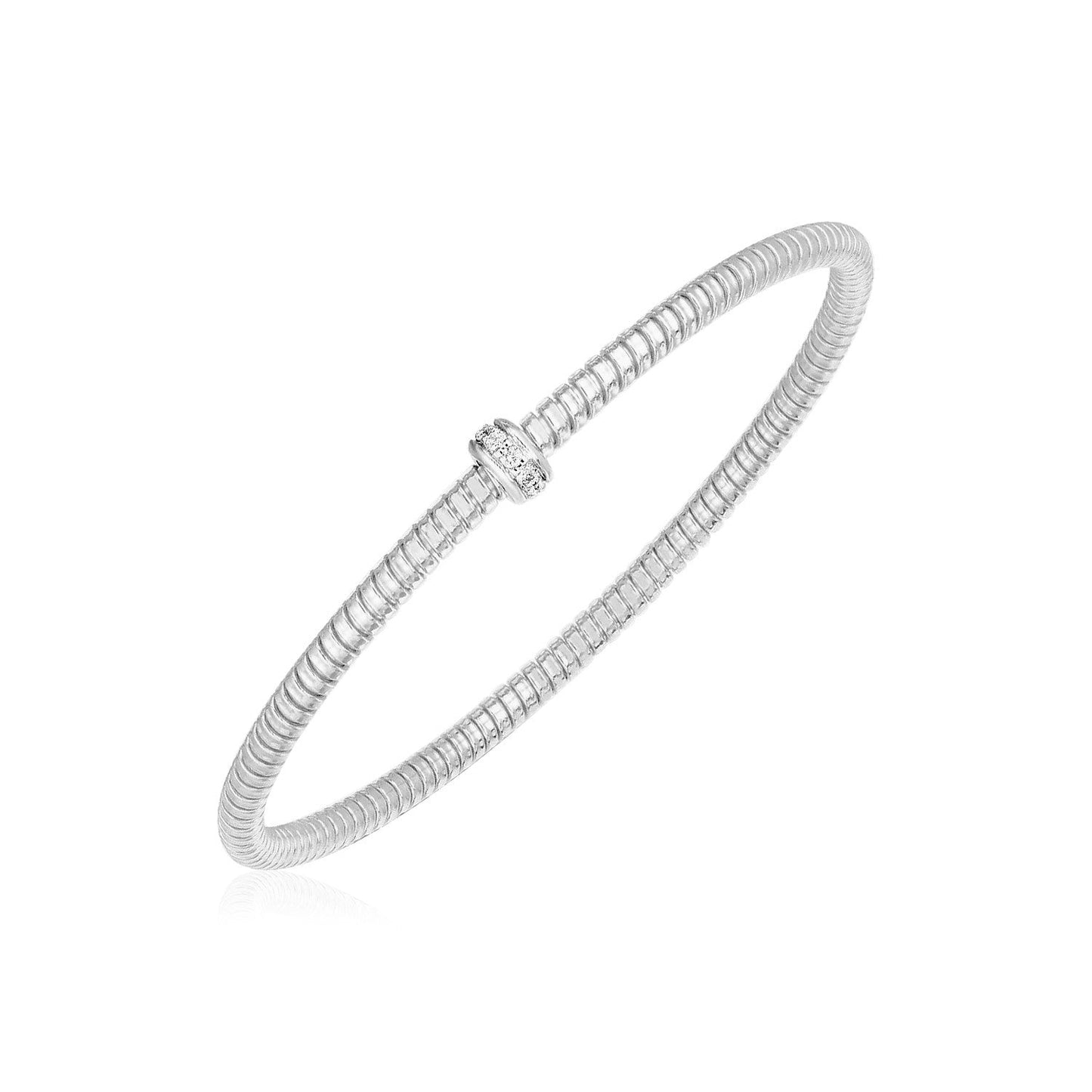 14k Weißgold Stretch-Armreif mit Diamanten