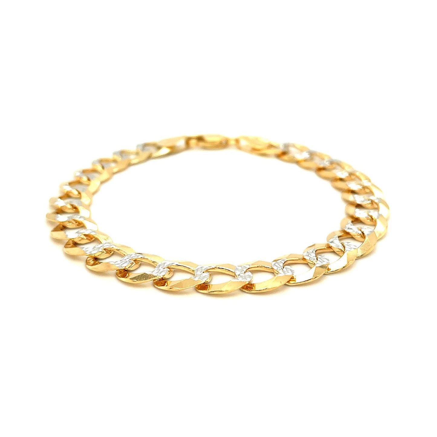 14k zweifarbiges Gold Pave Curb Armband (9,70 mm)