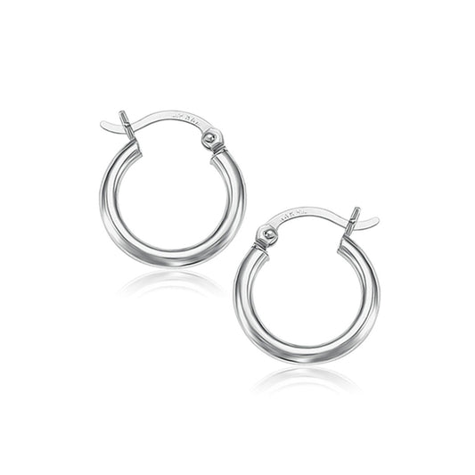 Boucles d'oreilles créoles en or blanc 10 carats poli (2x15 mm)