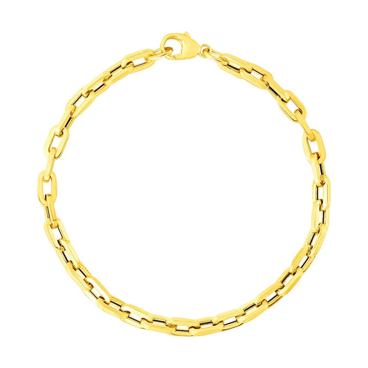 14k Gelbgold Paperclip-Kettenarmband mit drei Diamantgliedern (4,20 mm)