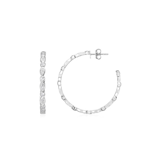 Creolen aus Sterlingsilber mit runden und marquiseförmigen Zirkonia (2x30mm)