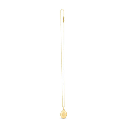 14k Gelbgold Medaillon-Halskette, oval, graviert