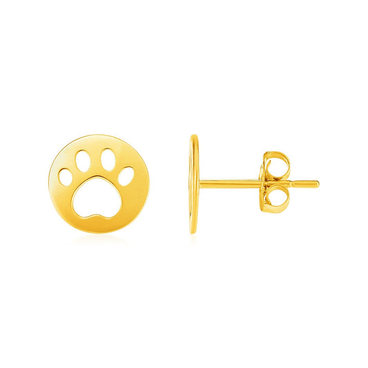 14k Gelbgold Ohrstecker mit Pfotenabdrücken
