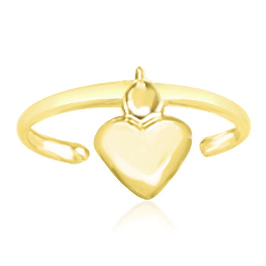 14K Gelbgold Manschetten-Ring Puffiger Herz-Zehring