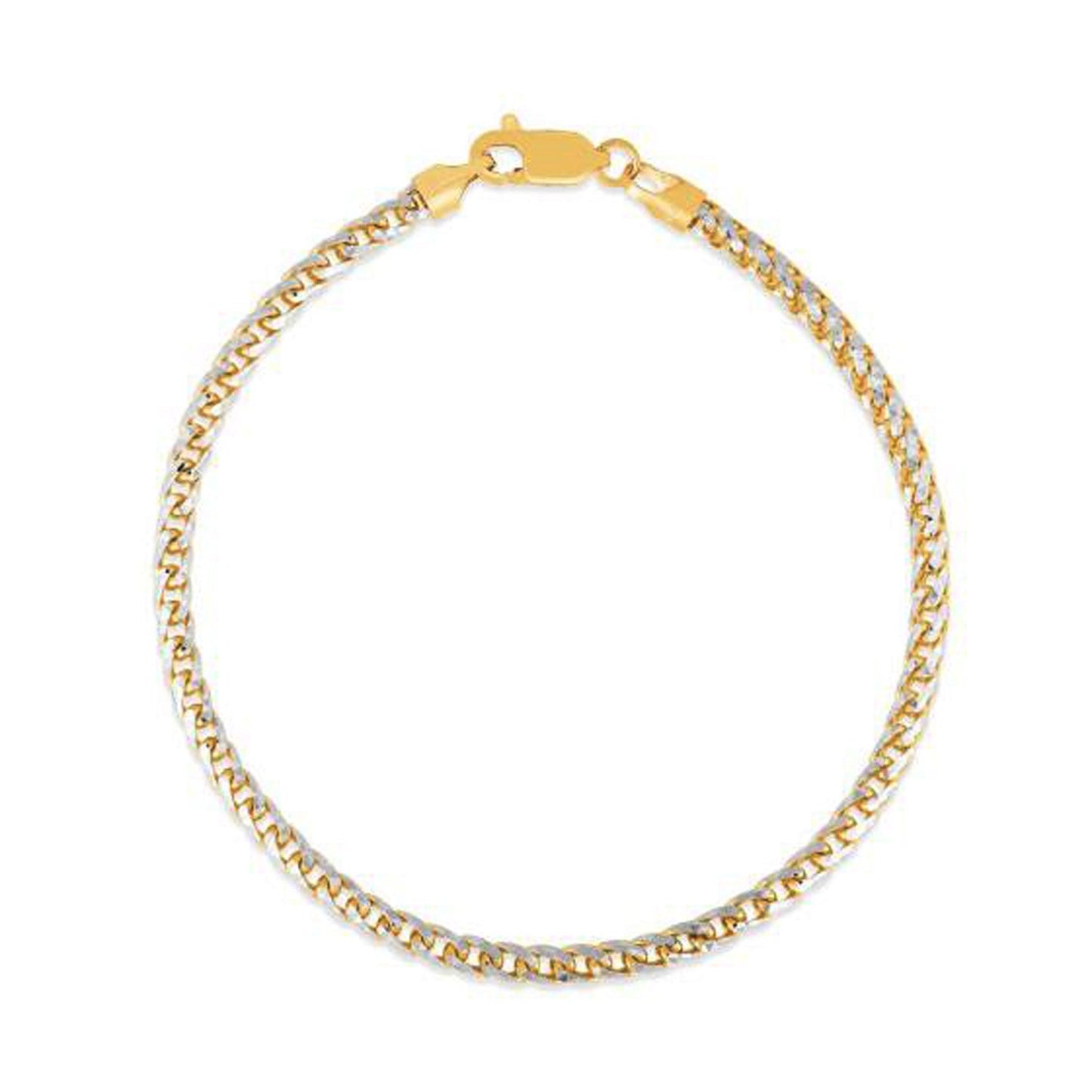Rundes Pave-Franco-Kettenarmband aus 14 Karat Gelbgold (3,1 mm)