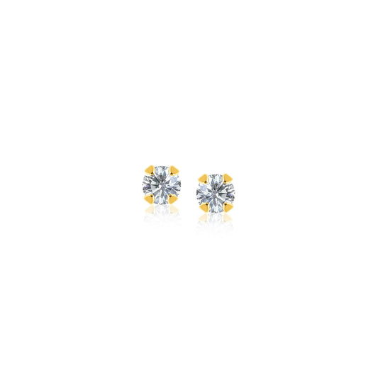Ohrstecker aus 14 Karat Gelbgold mit facettiertem weißem Zirkonia (2mm)