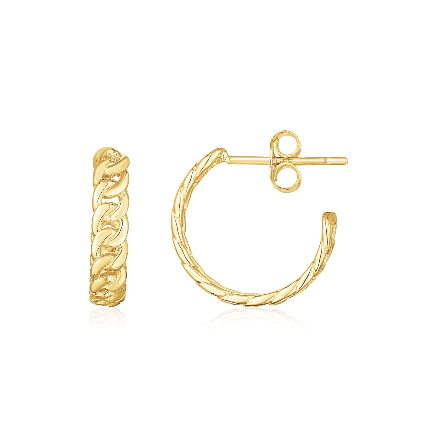 14K Gelbgold Schmale Panzerketten-Creolen