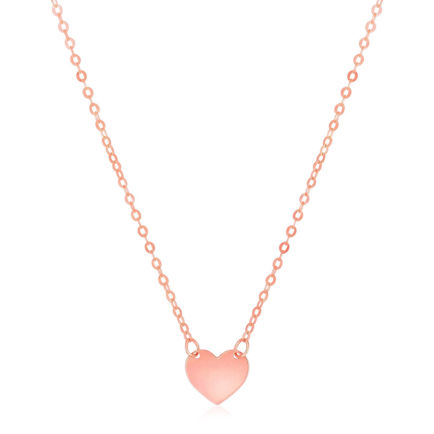 14k Roségold polierte Mini-Herzkette