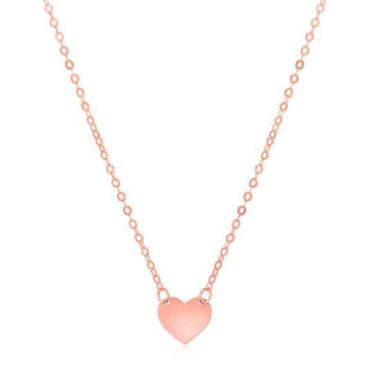 Collier mini cœur poli en or rose 14 carats