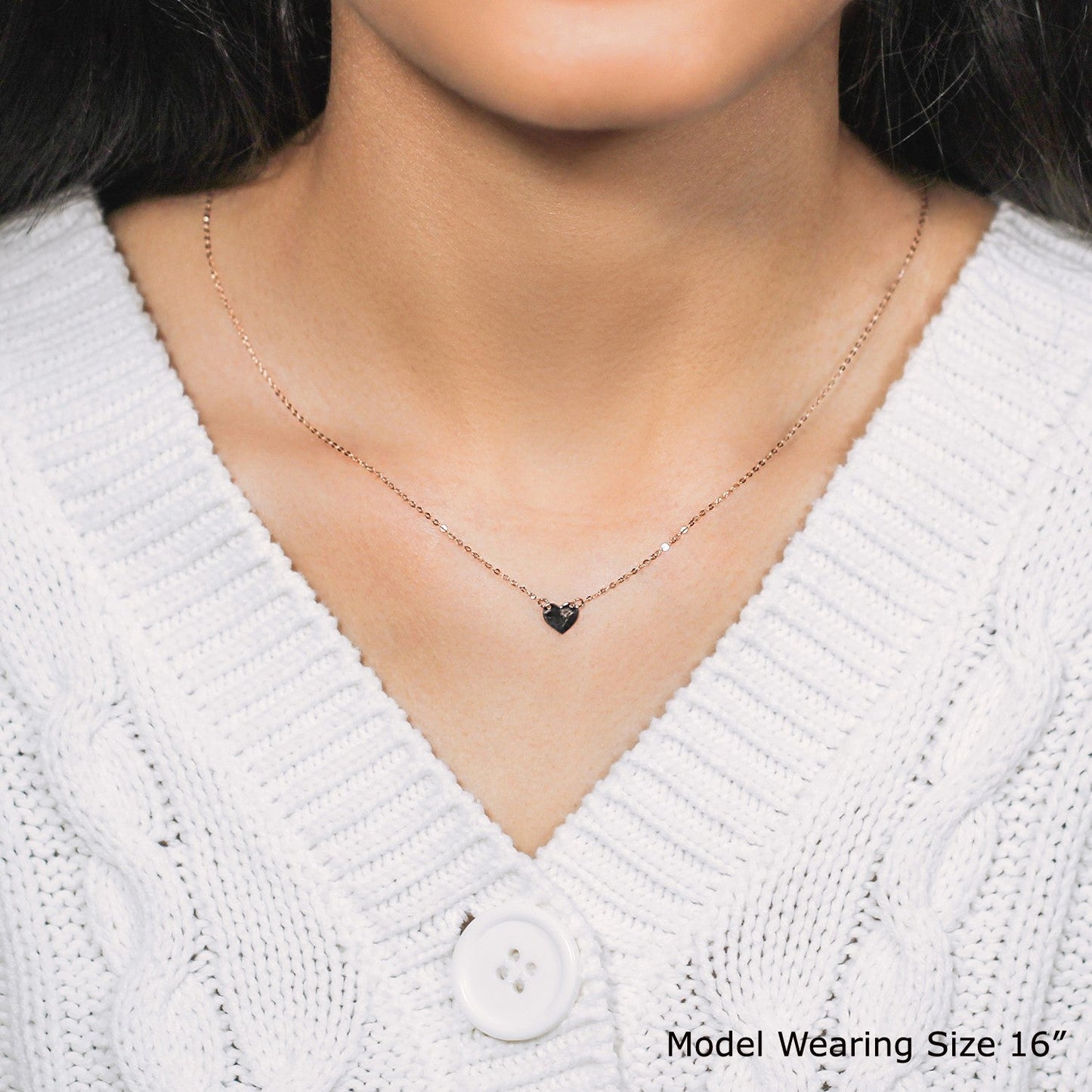 14k Roségold polierte Mini-Herzkette
