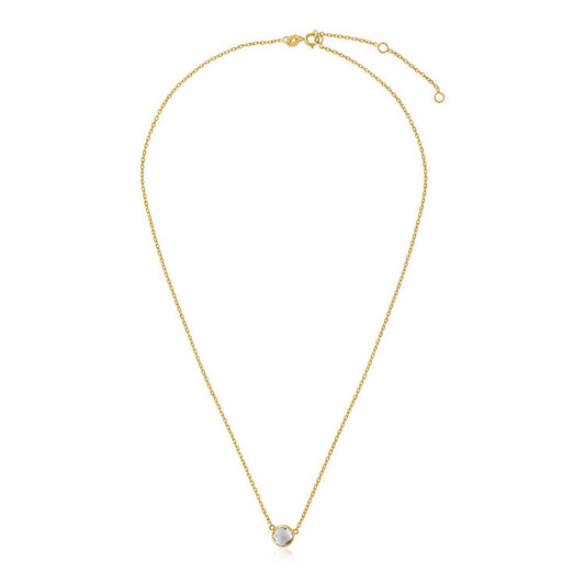Halskette, 14 Karat Gelbgold, 43 cm, mit runden weißen Topasen