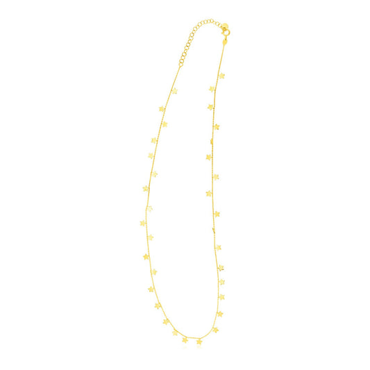 14K Gelbgoldkette mit baumelnden Sternen