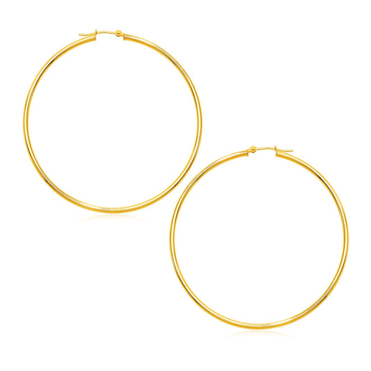 Boucles d'oreilles créoles rondes en or jaune 14 carats poli (2x60mm)
