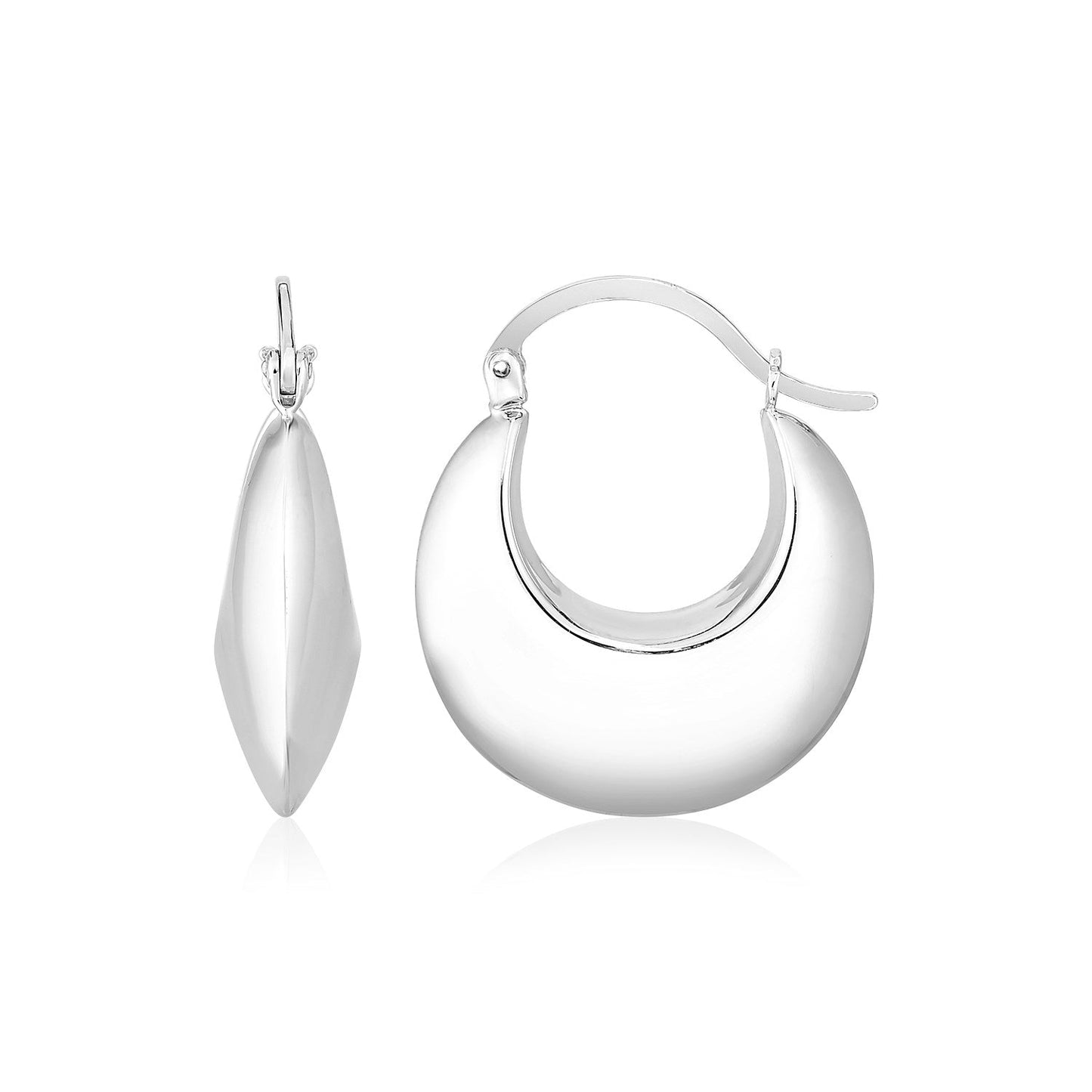 Boucles d'oreilles créoles gonflées polies en argent sterling