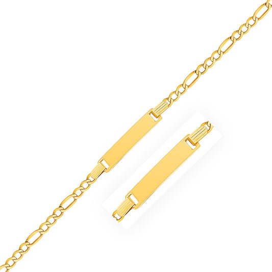14 Karat Gelbgold Figaro-Gliederarmband mit ID für Kinder