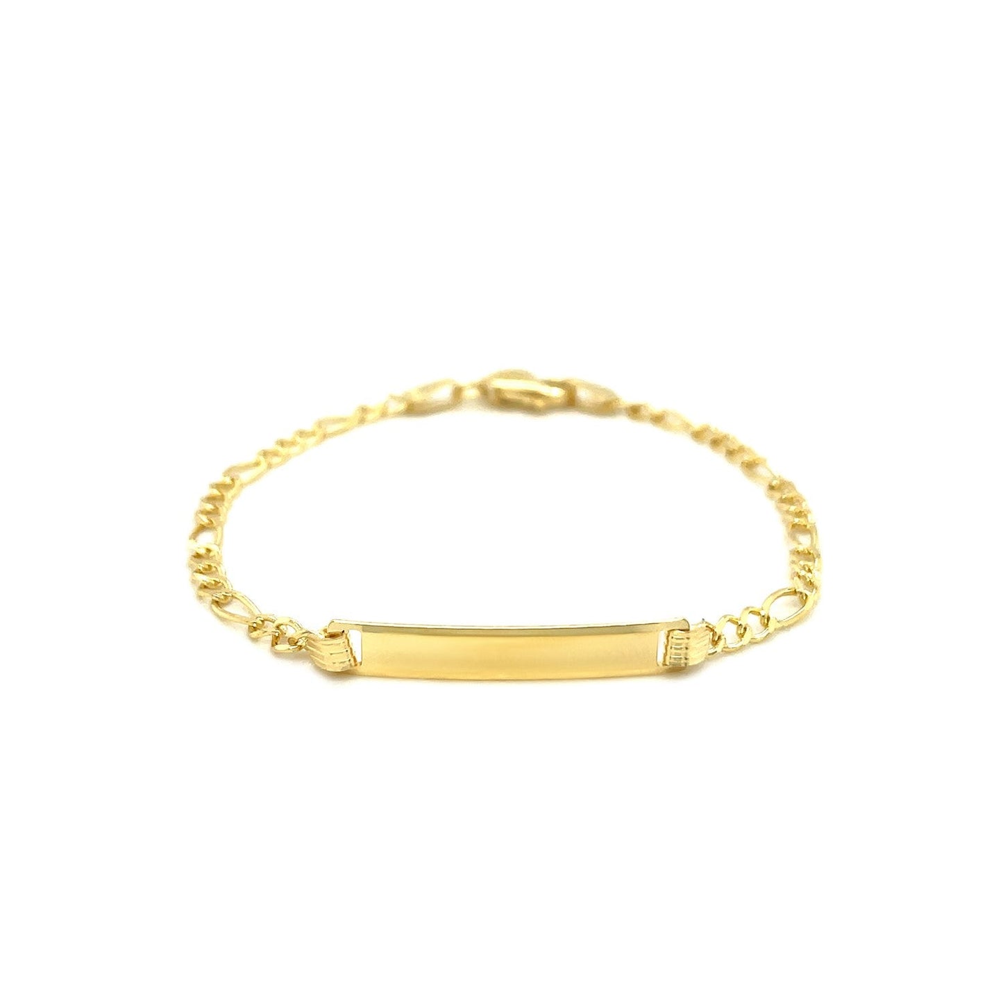 14 Karat Gelbgold Figaro-Gliederarmband mit ID für Kinder