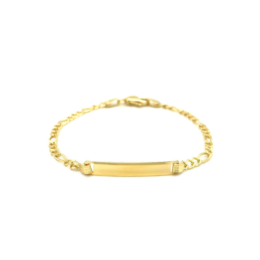 14k Yellow Gold Figaro Link Children's ID Bracelet - ThisandThatShoppe