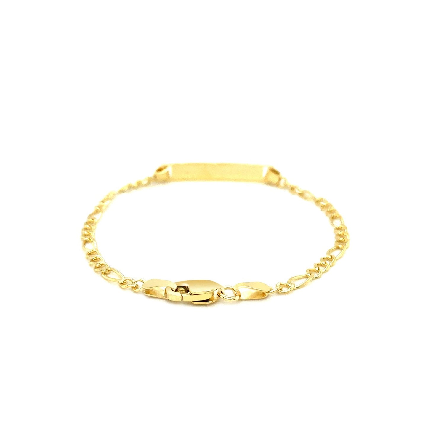 14 Karat Gelbgold Figaro-Gliederarmband mit ID für Kinder