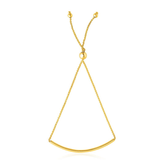 Armband aus 14 Karat Gelbgold mit glatter, geschwungener Barrenkette