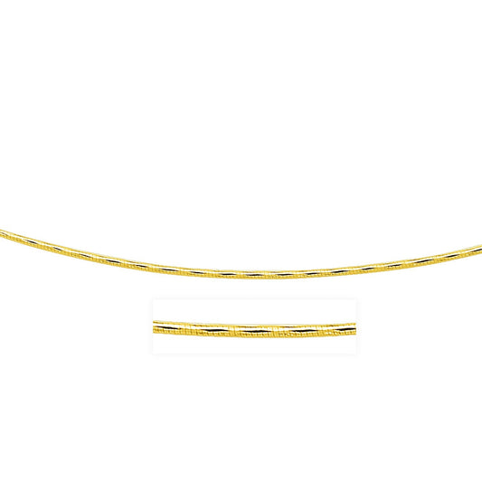 14 Karat Gelbgold Omega-Halskette, rund, mit Diamantschliff (1,5 mm)