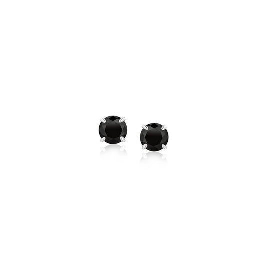 Puces d'oreilles en or blanc 14 carats avec oxydes de zirconium noirs (4mm)