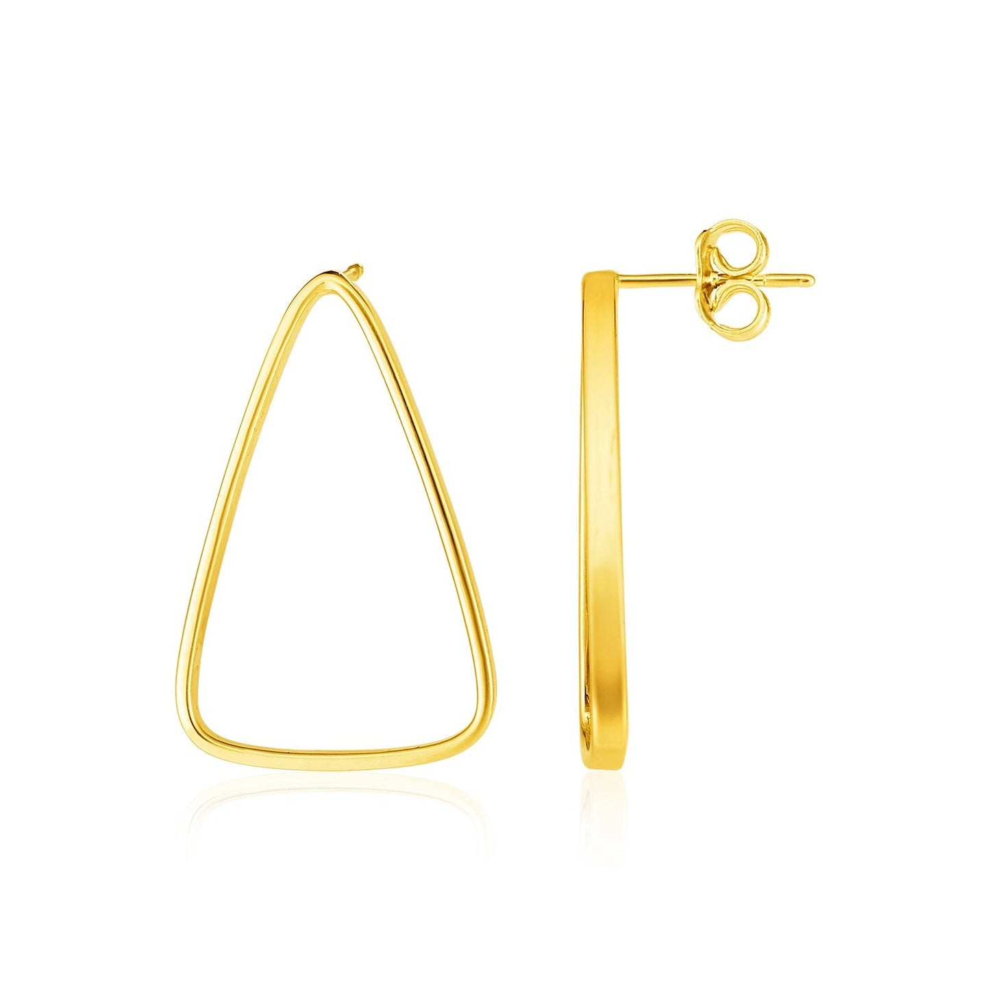 Ohrstecker aus 14 Karat Gelbgold mit offenem Dreieck und polierter Oberfläche