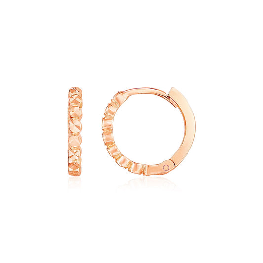 14k Roségold Kleine Strukturierte Runde Creolen