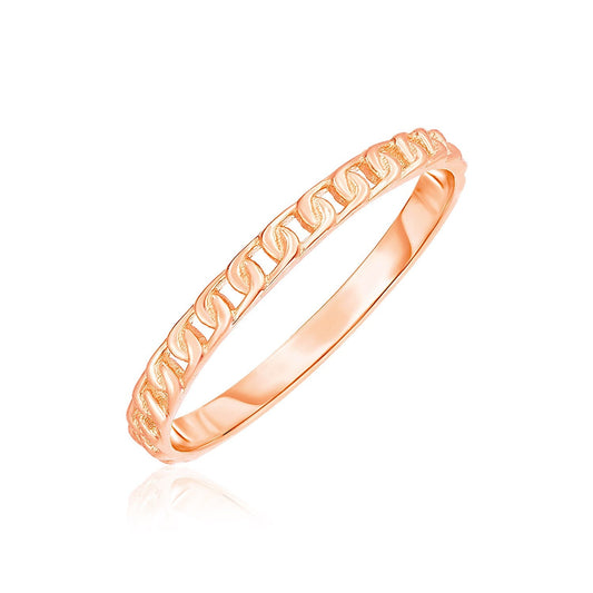 Bague en or rose 14 carats avec texture perlée