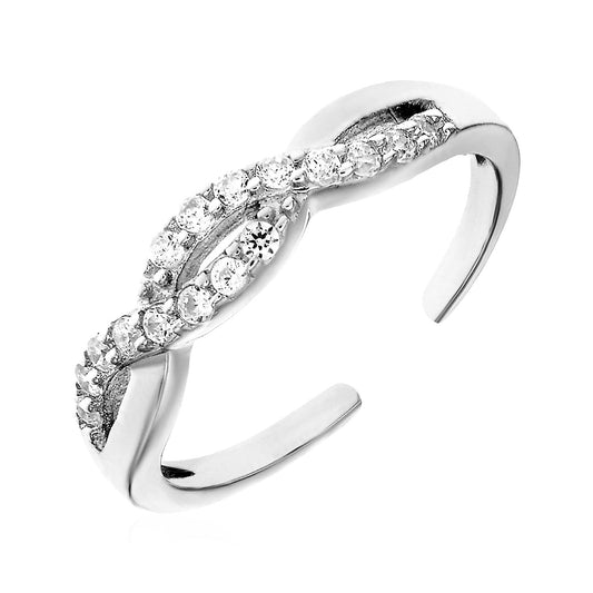 Zehring mit verschlungenem Zirkonia aus Sterlingsilber
