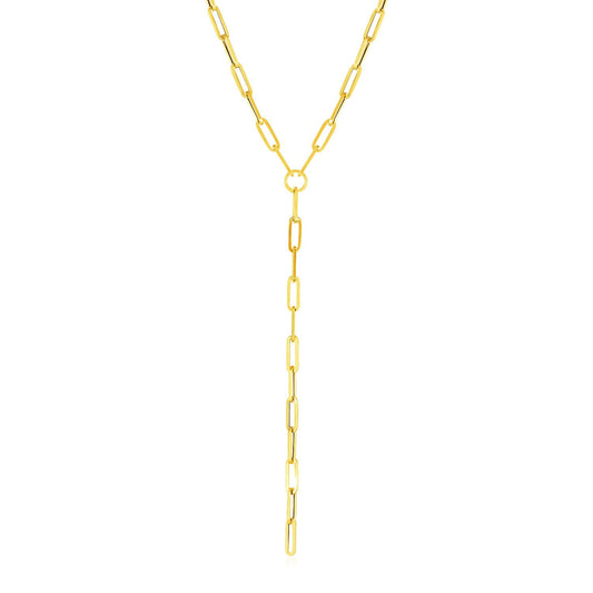 14k Gelbgold Paperclip-Kette Lariat Halskette